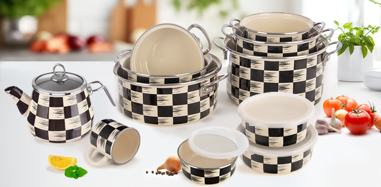 KOLEKCIA SMALTOVANÉHO RIADU ŠACHOVNICA