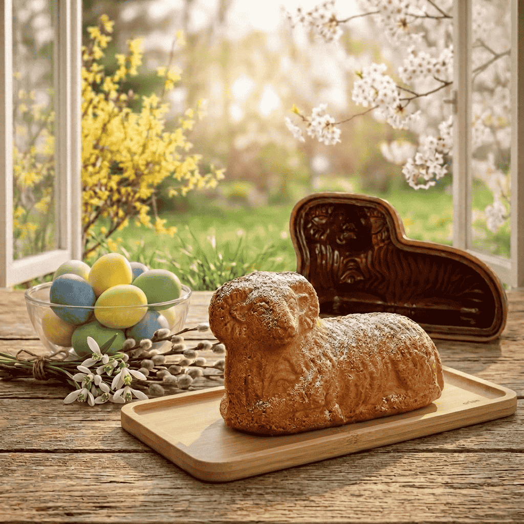 veľkonočný baránok a kermaická forma na baránka