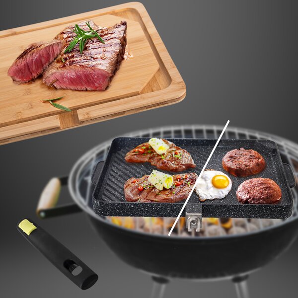 Panvica GRANDE na grilovanie, doštička, odním.ruk.