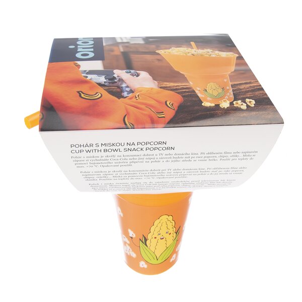 Pohár s miskou kukurica a slamkou 0,55 l