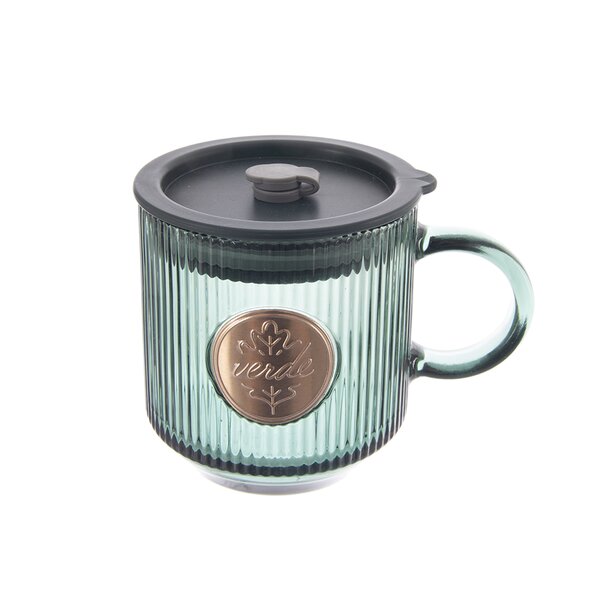 Hrnček s viečkom a slamkou VERDE 0,35 l