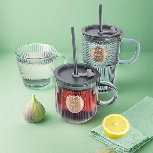 Hrnček s viečkom a slamkou VERDE 0,46 l