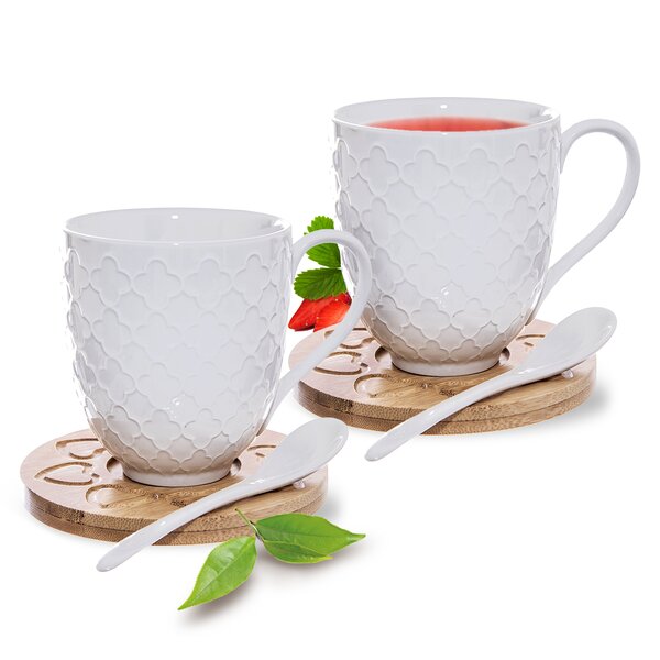 Hrnček s podšálkou a lyžičkou WHITELINE 0,37l 2 ks