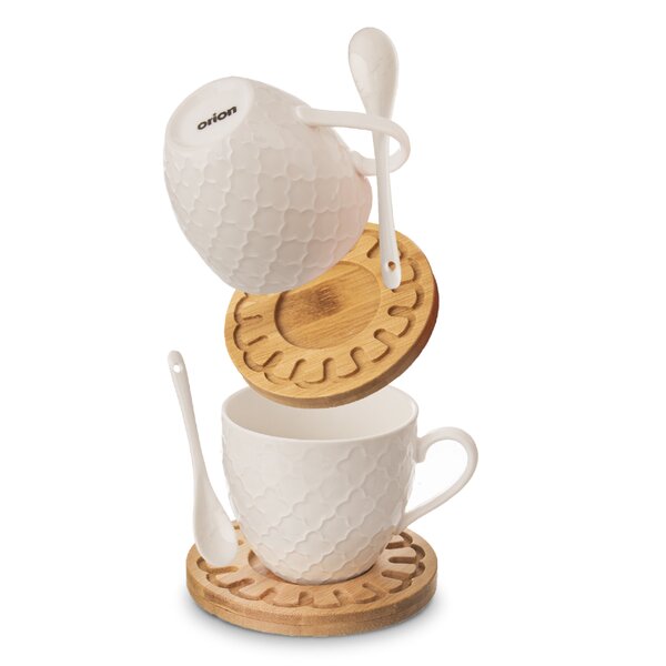 Hrnček s podšálkou a lyžičkou WHITELINE 0,25l 2 ks