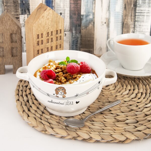 Miska NEKONEČNÁ LÁSKA pes s uchami pr. 14 cm