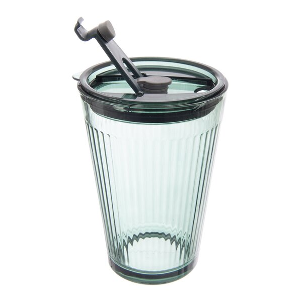 Pohár s viečkom a slamkou VERDE 0,46 l, 1 ks