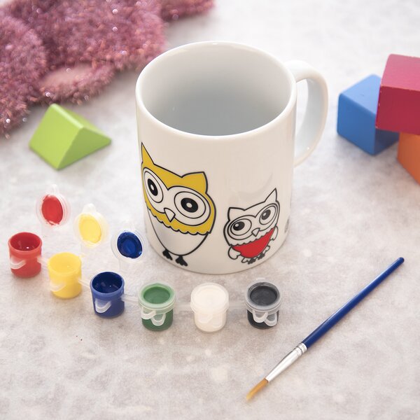 Hrnček s farbami a štetcom SOVA 0,38 l