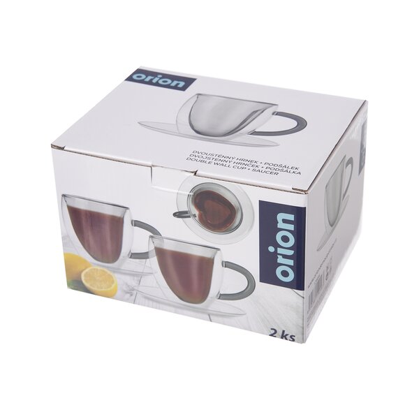 Dvojstenný hrnček s podšálkou DOUBLE srdce 0,2 l 2 ks