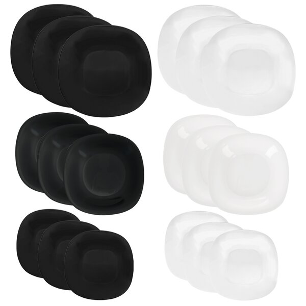 Jedálenská sada LUNA black and white 18 dielov