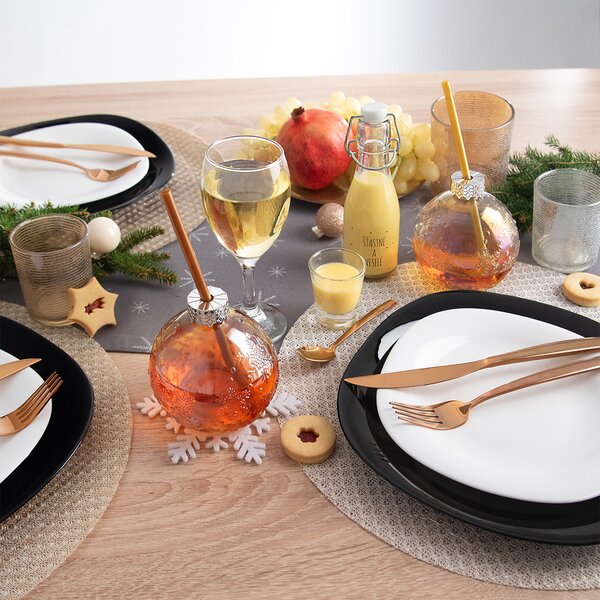 Jedálenská sada LUNA black and white 18 dielov