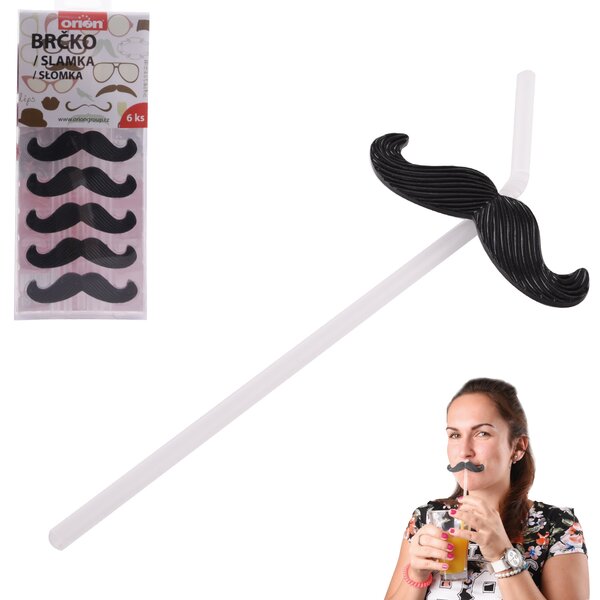 Nápojové brčko s knírem 6 ks