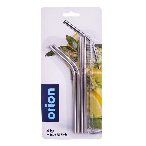 Nápojová slamka 4 ks s kefkou