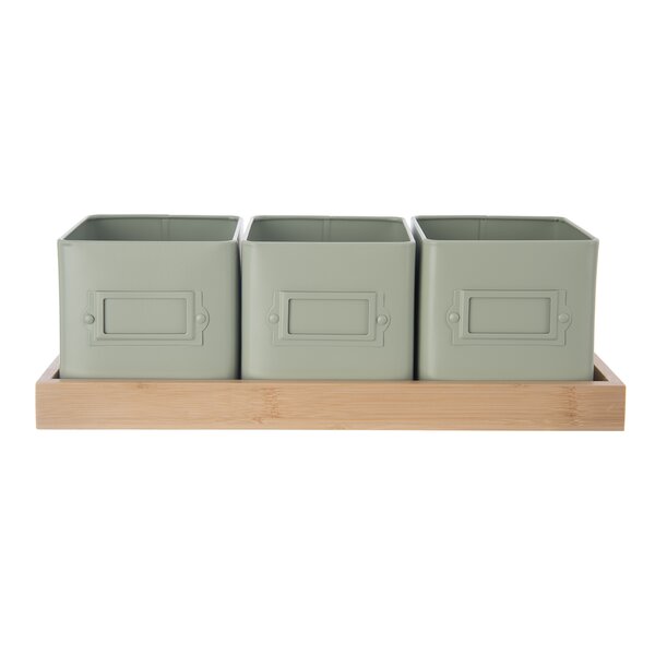 Kvetináč bylinky GREENISH 11,5x11,5 cm 3 ks+podtácok