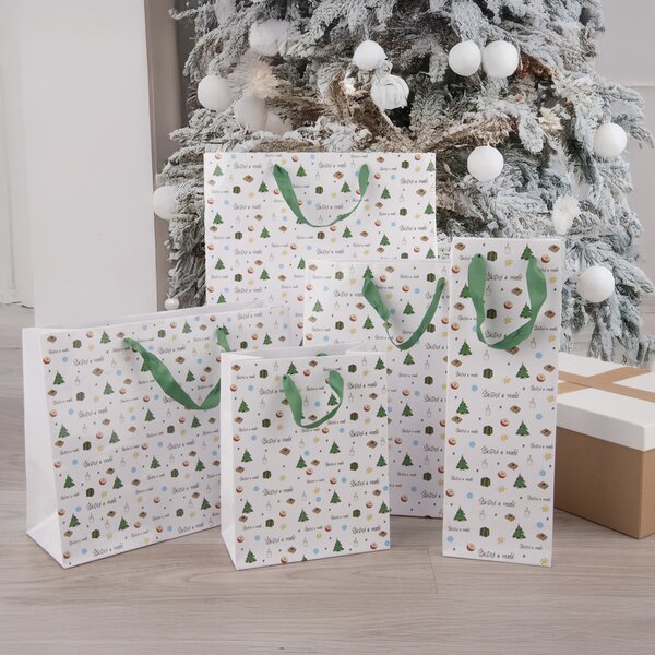 Darčeková taška Šťastné a veselé 32x12x26 cm