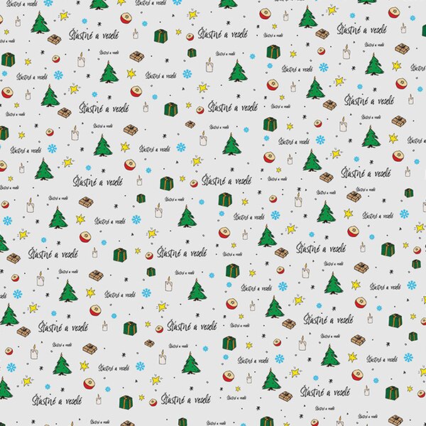 Vianočný baliaci papier Šťastné a veselé 200x70 cm