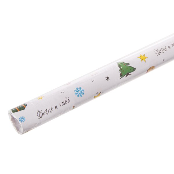 Vianočný baliaci papier Šťastné a veselé 500x70 cm