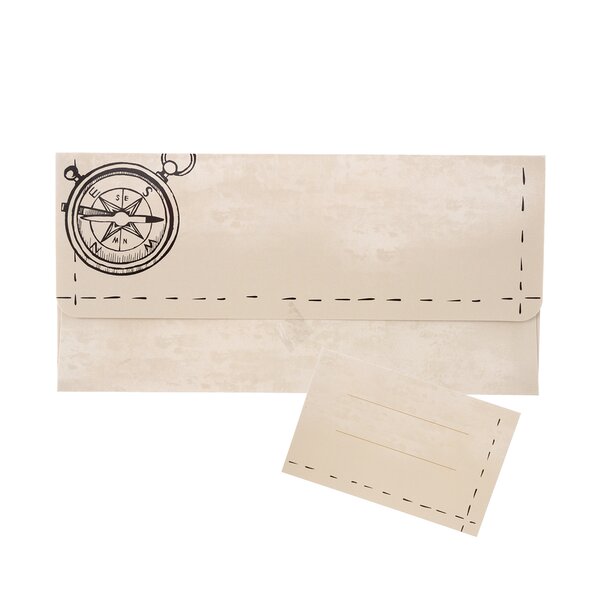 Papierová obálka kompas s vloženou kartičkou