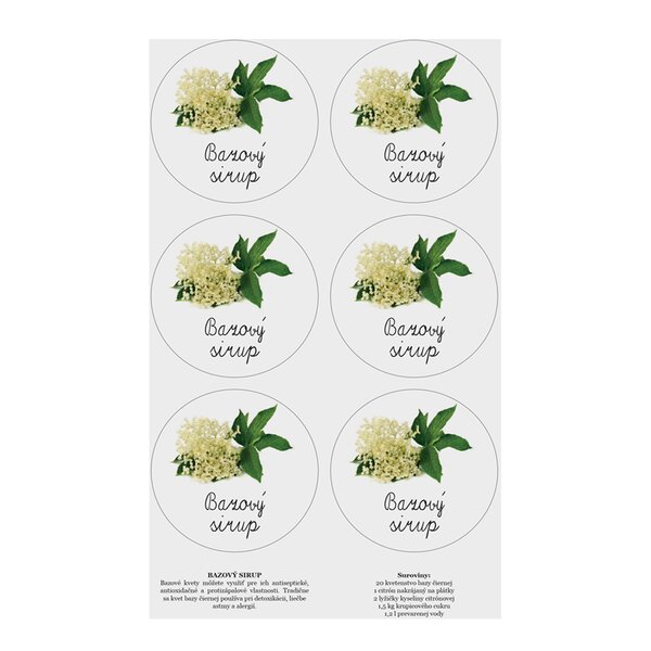 Samolepky na fľaše Bazový sirup