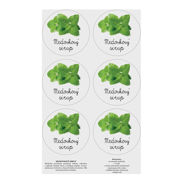Samolepky na fľaše Medovkový sirup