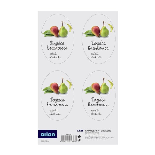 Samolepky na fľaše Domáca hruškovica