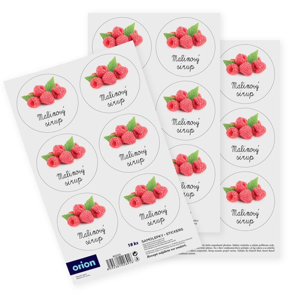 Samolepky na fľaše Malinový sirup