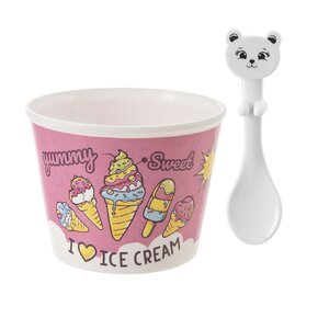 Pohár s lyžičkou 0,3 l 4 ks