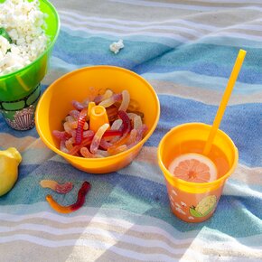 Pohár s miskou kukurica a slamkou 0,55 l