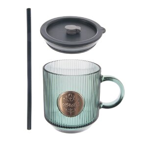 Hrnček s viečkom a slamkou VERDE 0,35 l