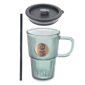 Hrnček s viečkom a slamkou VERDE 0,46 l