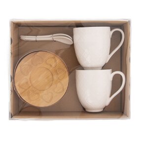 Hrnček s podšálkou a lyžičkou WHITELINE 0,37l 2 ks