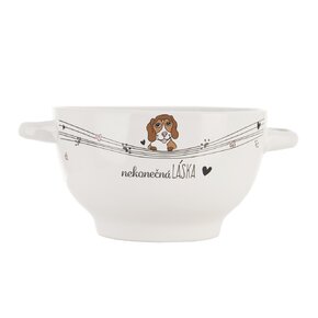 Miska NEKONEČNÁ LÁSKA pes s uchami pr. 14 cm