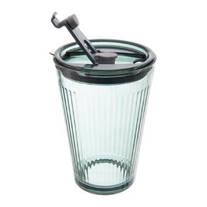 Pohár s viečkom a slamkou VERDE 0,46 l, 1 ks