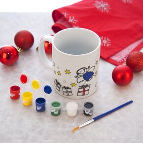 Hrnček s farbami a štetcom STROMČEK 0,38 l