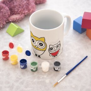 Hrnček s farbami a štetcom SOVA 0,38 l