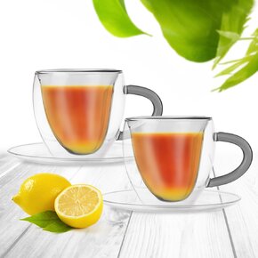 Dvojstenný hrnček s podšálkou DOUBLE srdce 0,2 l 2 ks