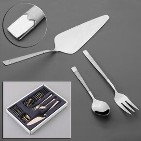 Jídelní příbory BLACK Luxure 24 ks+dárek stojan na nože s 5 ks nožů