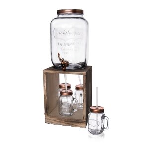 Nápojová fľaša s kohútikom 8,8 l + 4 ks poháre