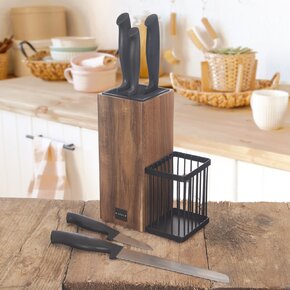 Príbory BLACK Luxure 24 ks + darček Stojan na nože +5 ks nožov