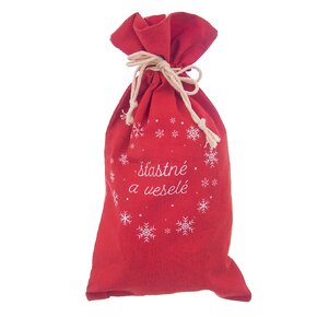 Zaťahovacie vrecko na víno Vianoce 31x14,5cm